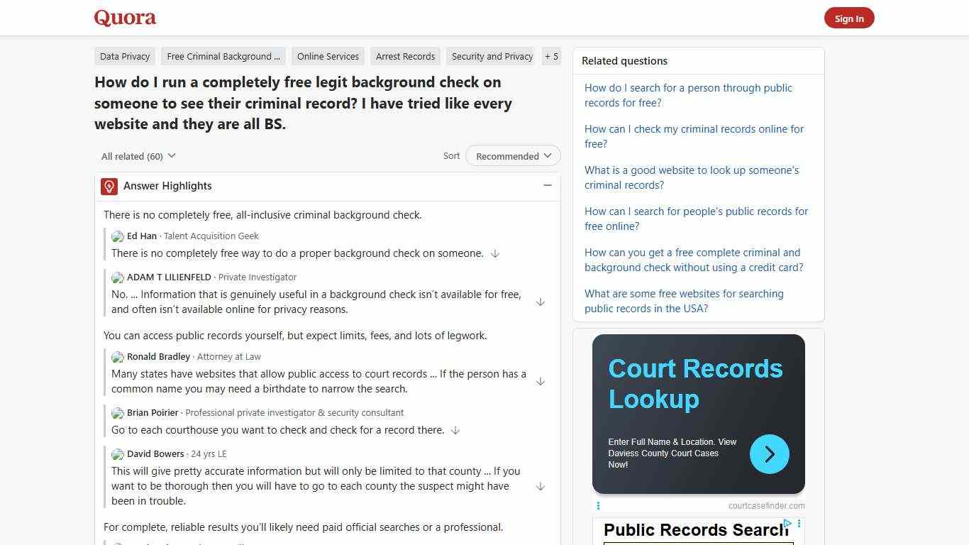 How to run a completely free legit background check on someone to see their criminal record - Quora